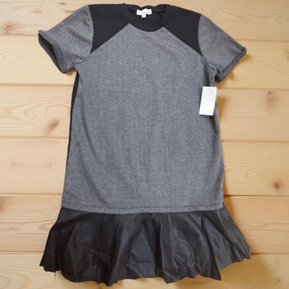 Black Gray Midi Dress Women's Elegant NWT Chic Classic Work Occasion Dress